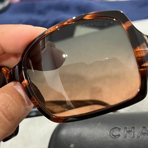 Authentic CHANEL CC Logos Sunglasses Eye Wear Plastic Brown Italy - Picture 3 of 9